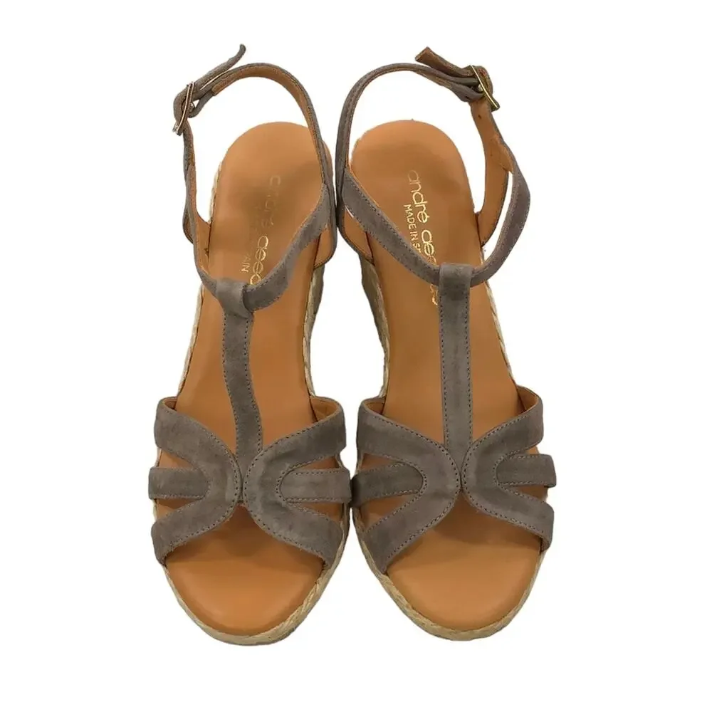 Andre Assous Madina Espadrille Wedge Sandals Grey Suede